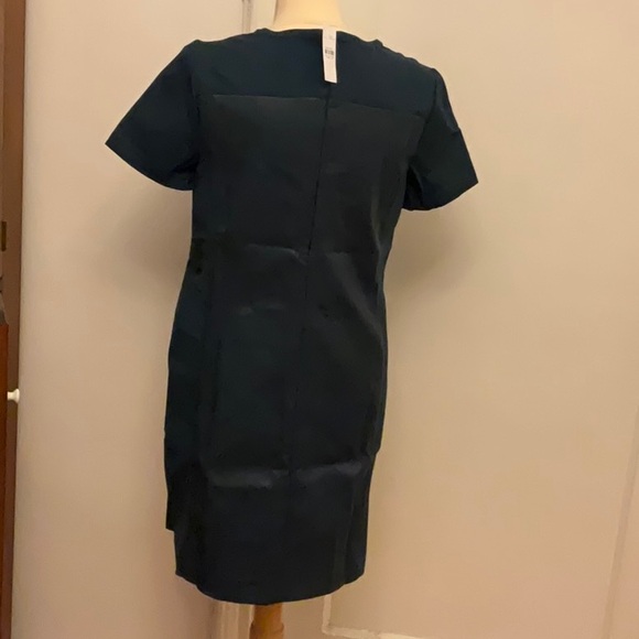 NWT Ann Taylor cap Mixed media sleeves faux leather sheath dress. - Picture 5 of 6